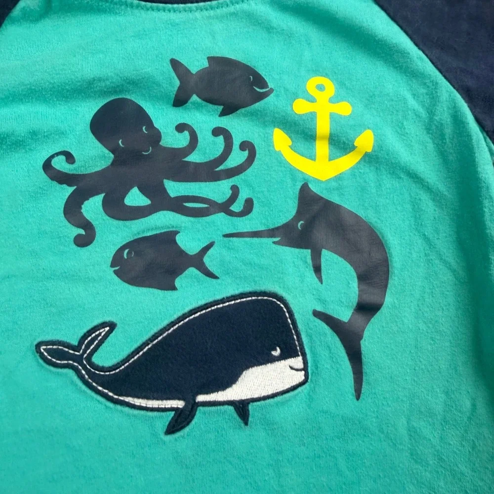 Carter's Romper Baby‎ 6 Months Teal Navy Blue Whale Octopus Nautical One Piece